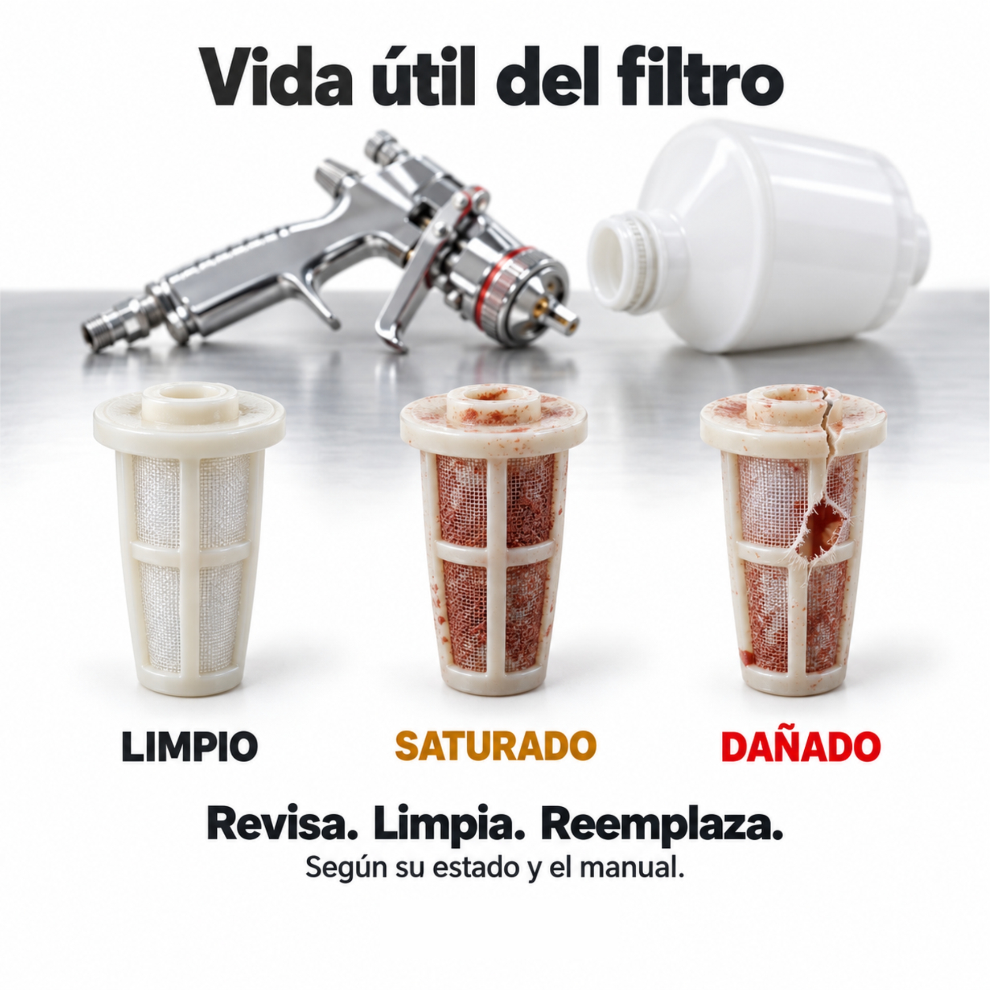 Vida útil del filtro de tu pistola de pintura: cuándo cambiarlo y por qué importa