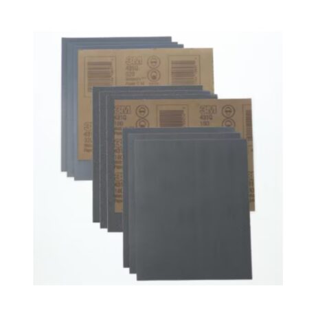 Hoja de papel abrasivo 3M™ Wetordry™ 431Q, peso C 120, 9 × 11 pulgadas, paquete con 50 hojas, 250 hojas por caja.